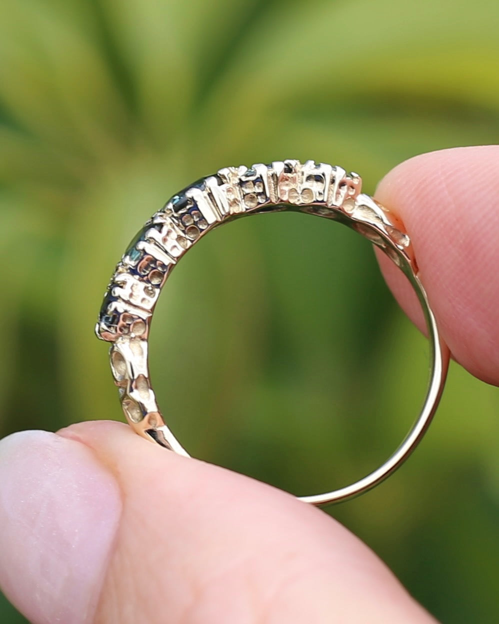 1.58ct Parti 5 Stone Multi Claw Set Vintage Ring, 9ct Yellow Gold, size P or 7.5