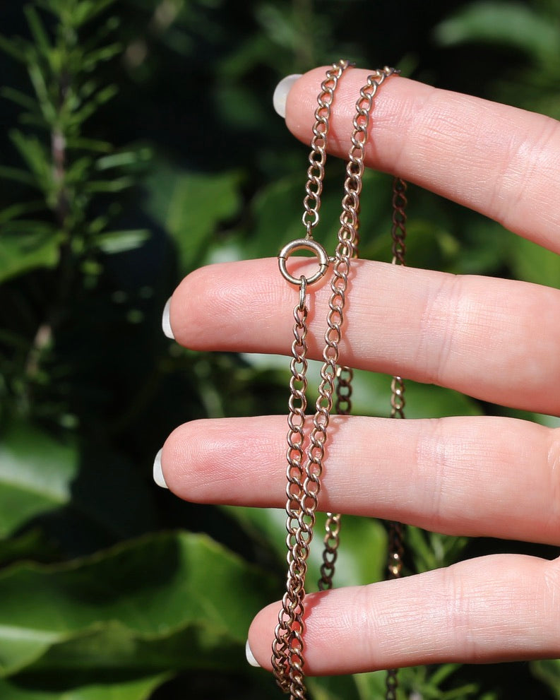 Vintage Old Rosey Gold Curb Chain with Bolt Clasp, 9ct Old Roey Gold, 67cm or 26.5 inches, 12.42g