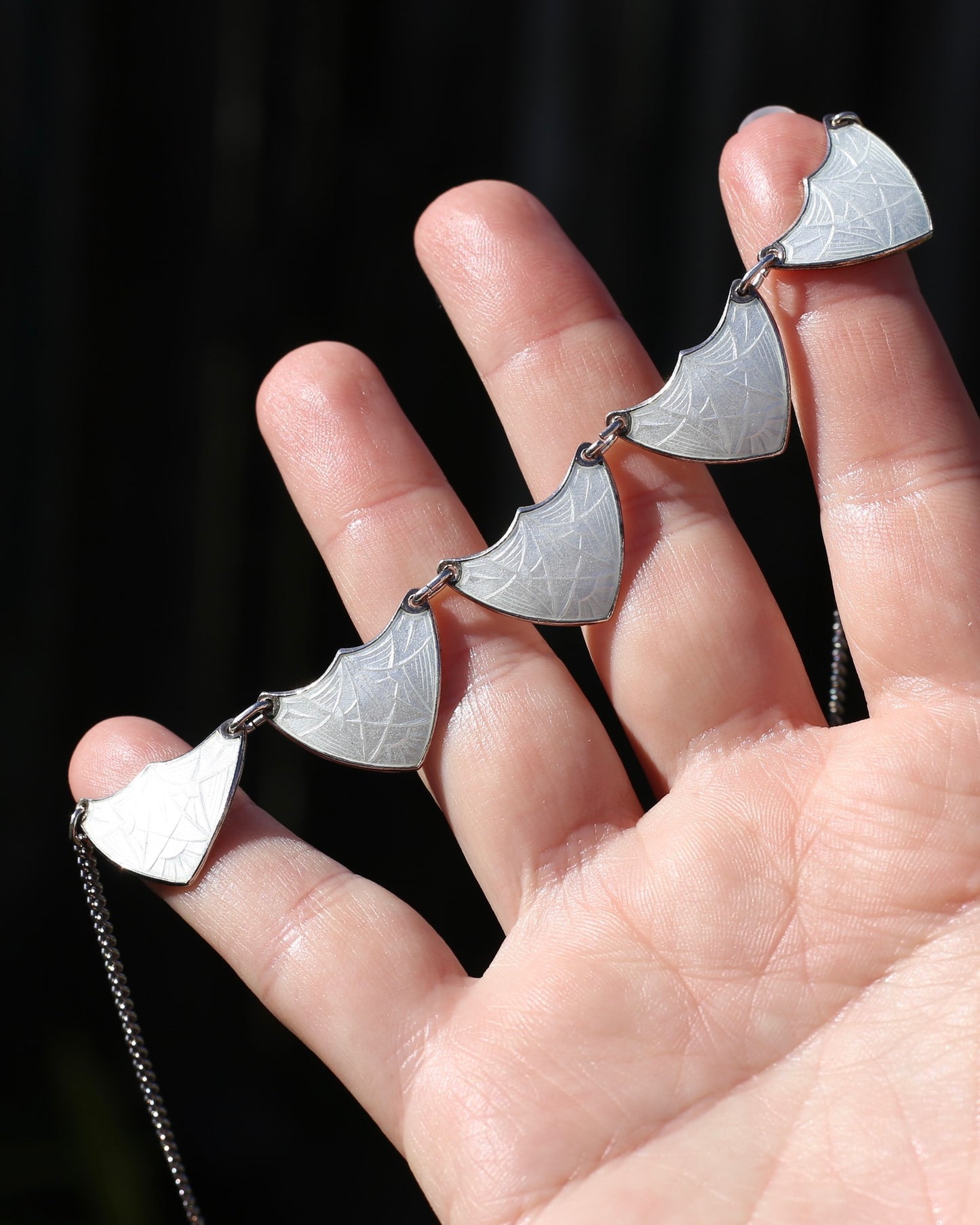Vintage Norwegian Enamel and Silver Necklace, 45.5cm