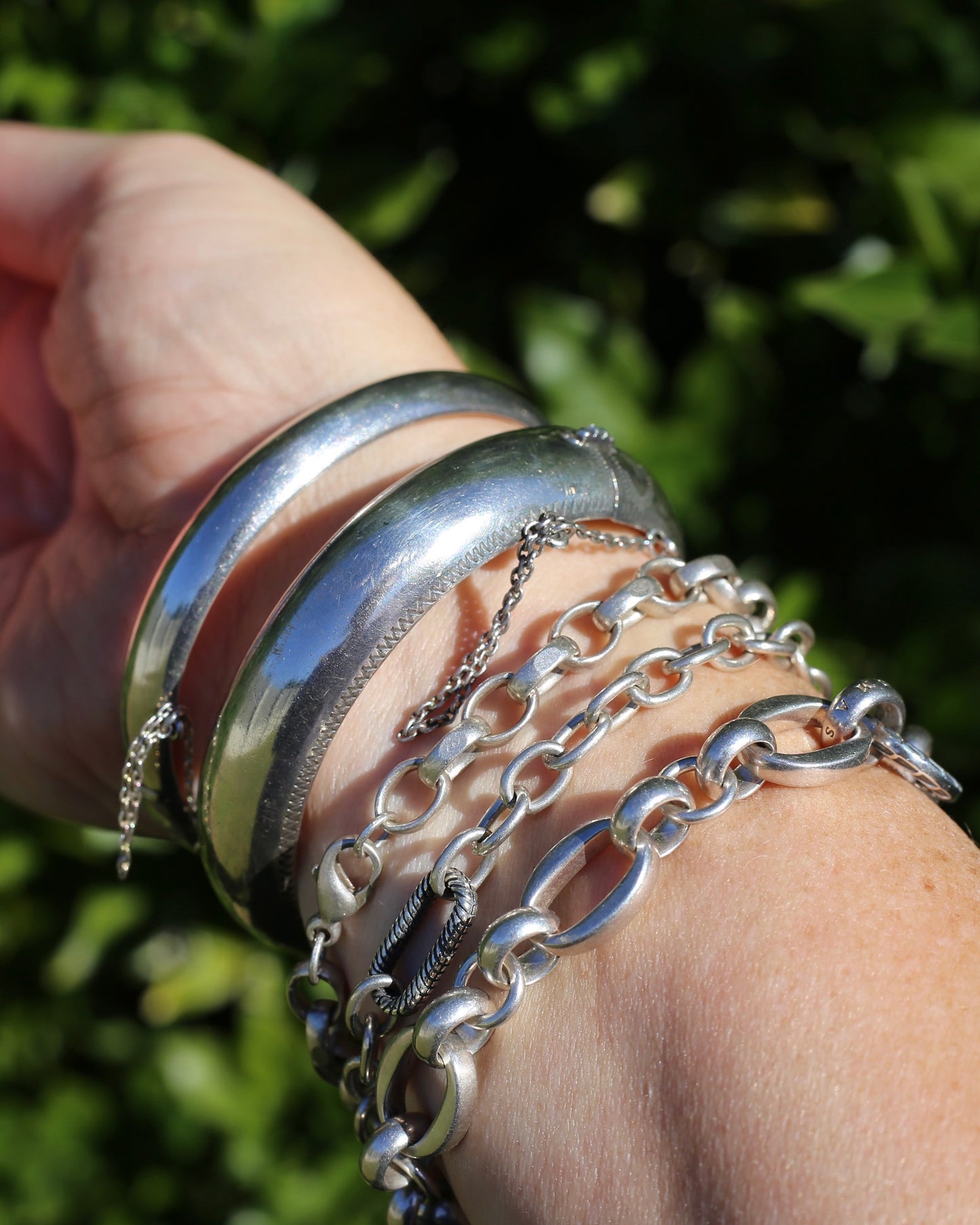 Vintage Hinged Engraved Silver Hollow Bangle, Sterling Silver