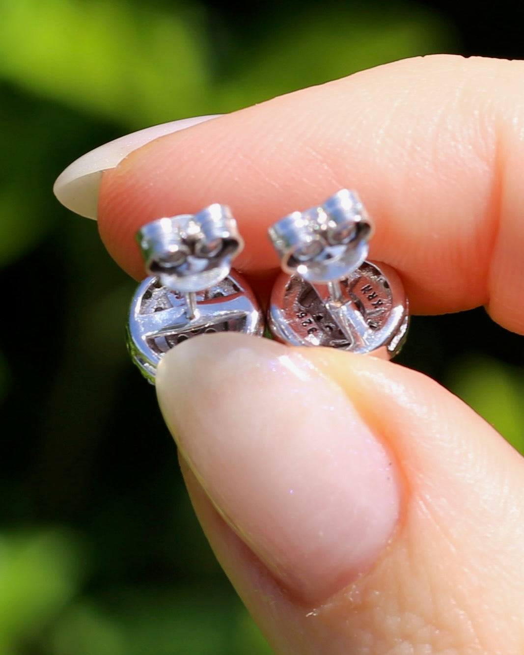 Diamond Cluster Studs, Sterling Silver, 2.06g