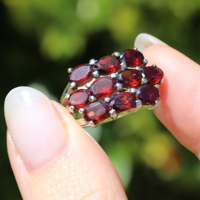 Buy Multi Stone Ring | Raw garnet ring | Deep Red Garnet ring | Electroformed Garnet ring | Raw stone ring | Raw Gemstone ring