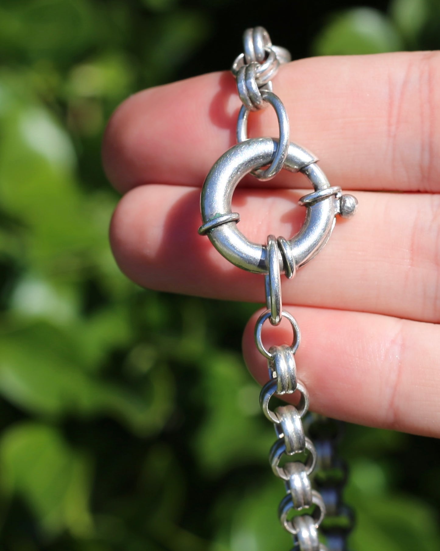 Vintage Fancy Belcher Silver Chain with large Bolt Clasp 45.5g 57cm