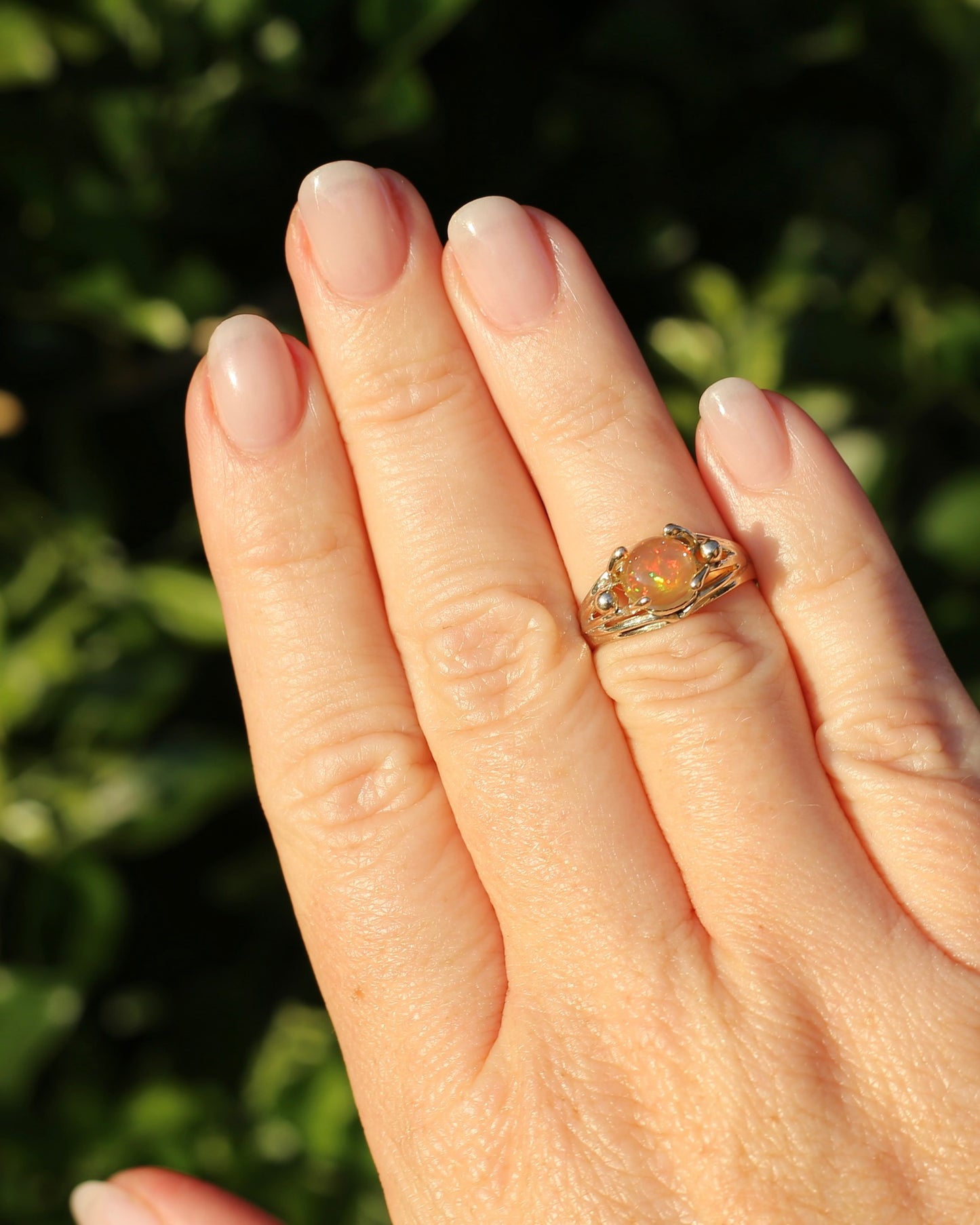 Mexican Opal Cabochon Ring, 14ct Yellow Gold, size 6 or L1/2