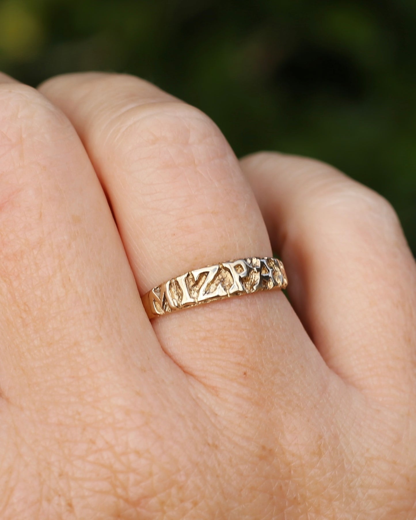 MIZPAH ring, 9ct Yellow Gold, size P or 7.75