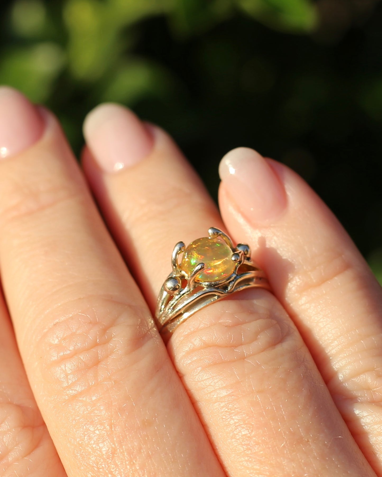 Mexican Opal Cabochon Ring, 14ct Yellow Gold, size 6 or L1/2