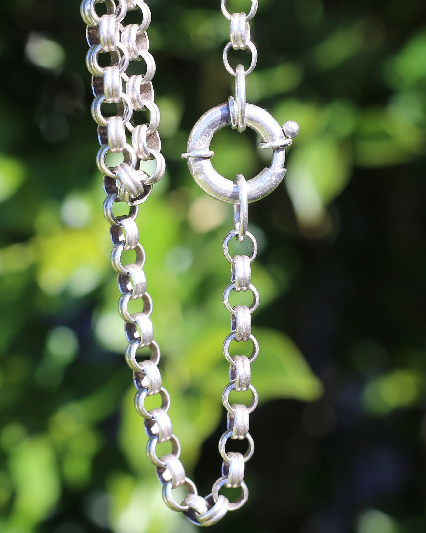 Vintage Fancy Belcher Silver Chain with large Bolt Clasp 45.5g 57cm