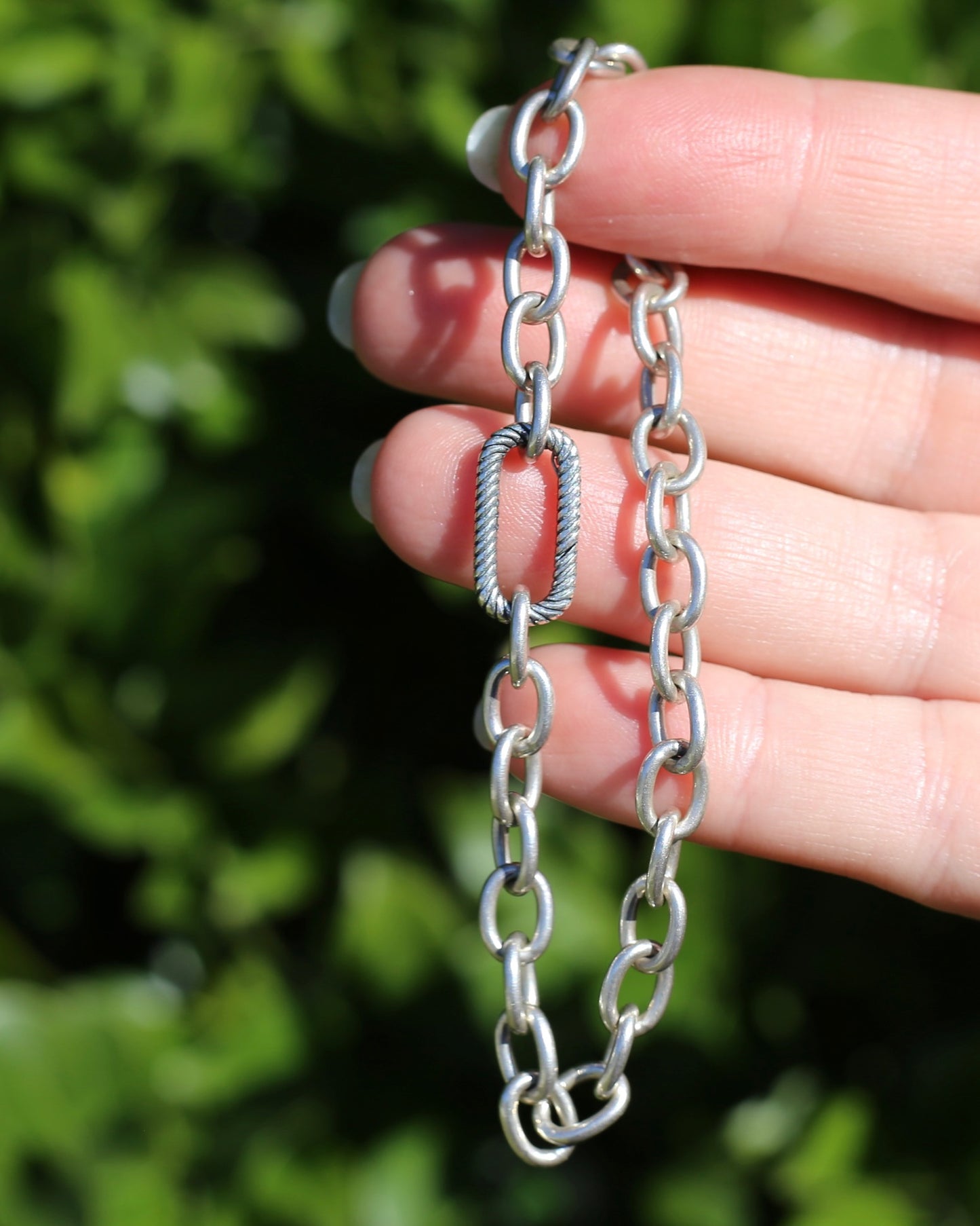 Oval Cable Link Bracelet, Sterling Silver, 12.6g