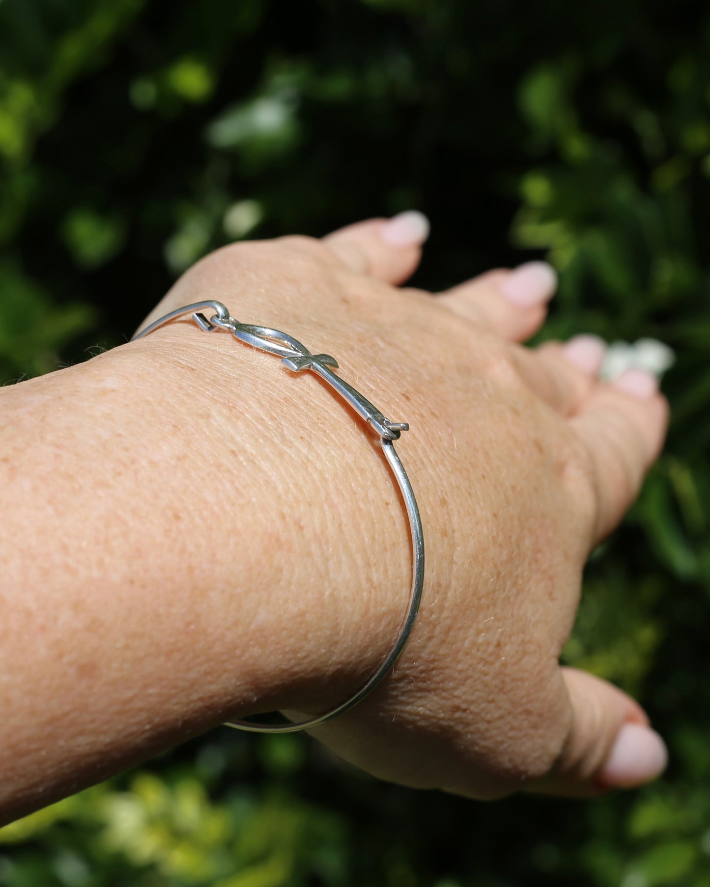 Egyptian Ankh - Key of Life - Silver Bangle, 5.1g