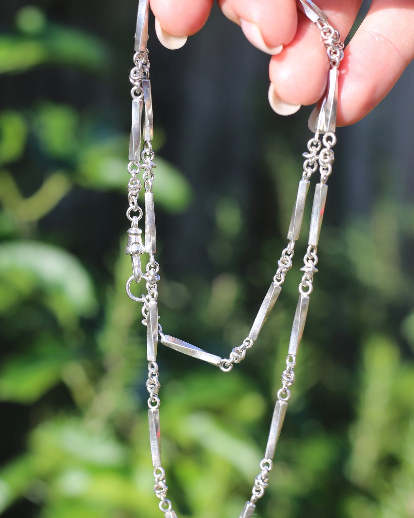 Vintage Silver Fancy Link Chain with Albert Clasp, 59cm or 23 inches, 21.6g
