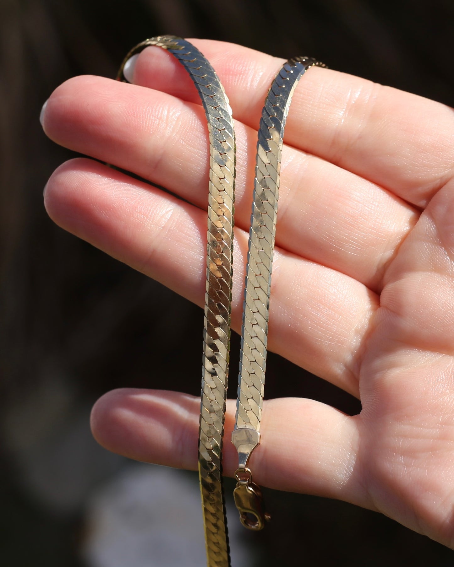 Italian Made 5mm Herringbone Slinky Chain, 9ct Yellow Gold, 42cm 13.35g