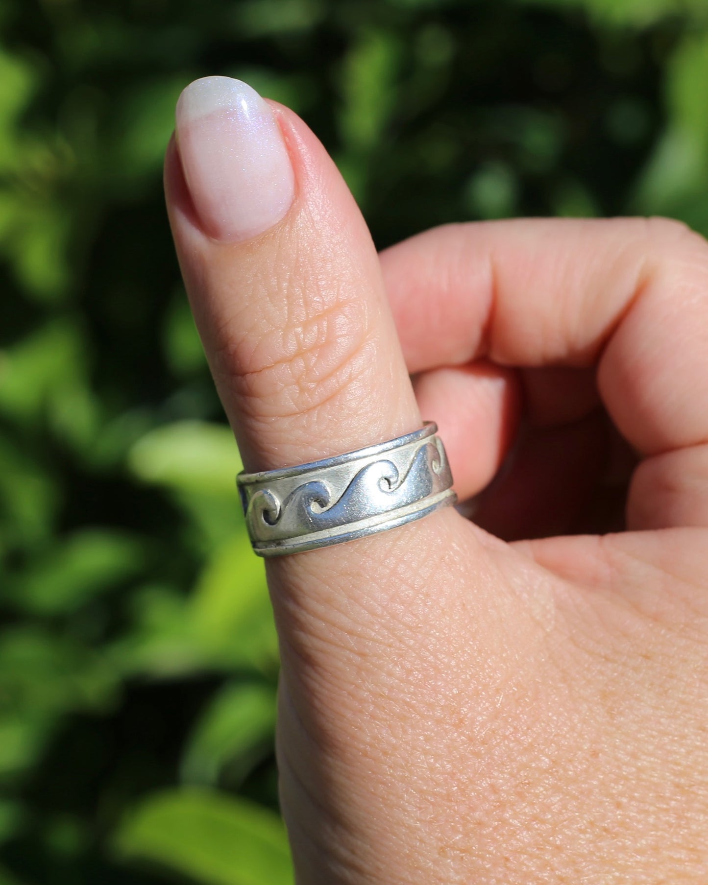 Chunky Sterling Silver Wave Ring, size U or 10 (fits more like an S1/2 or T)