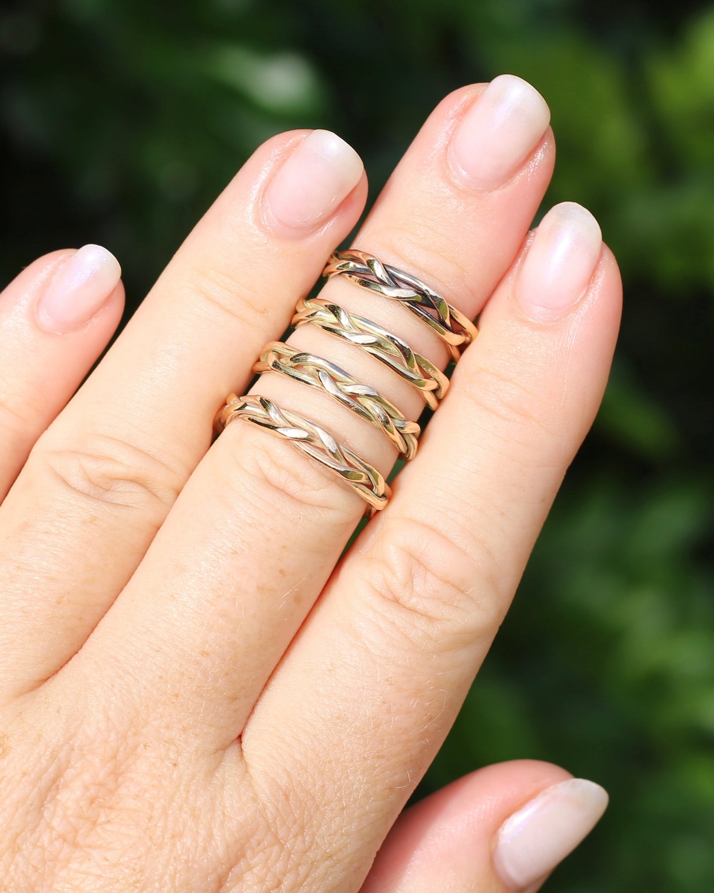 Reclaimed 9ct Yellow Gold Plaited Band, size 8.75 or just over R