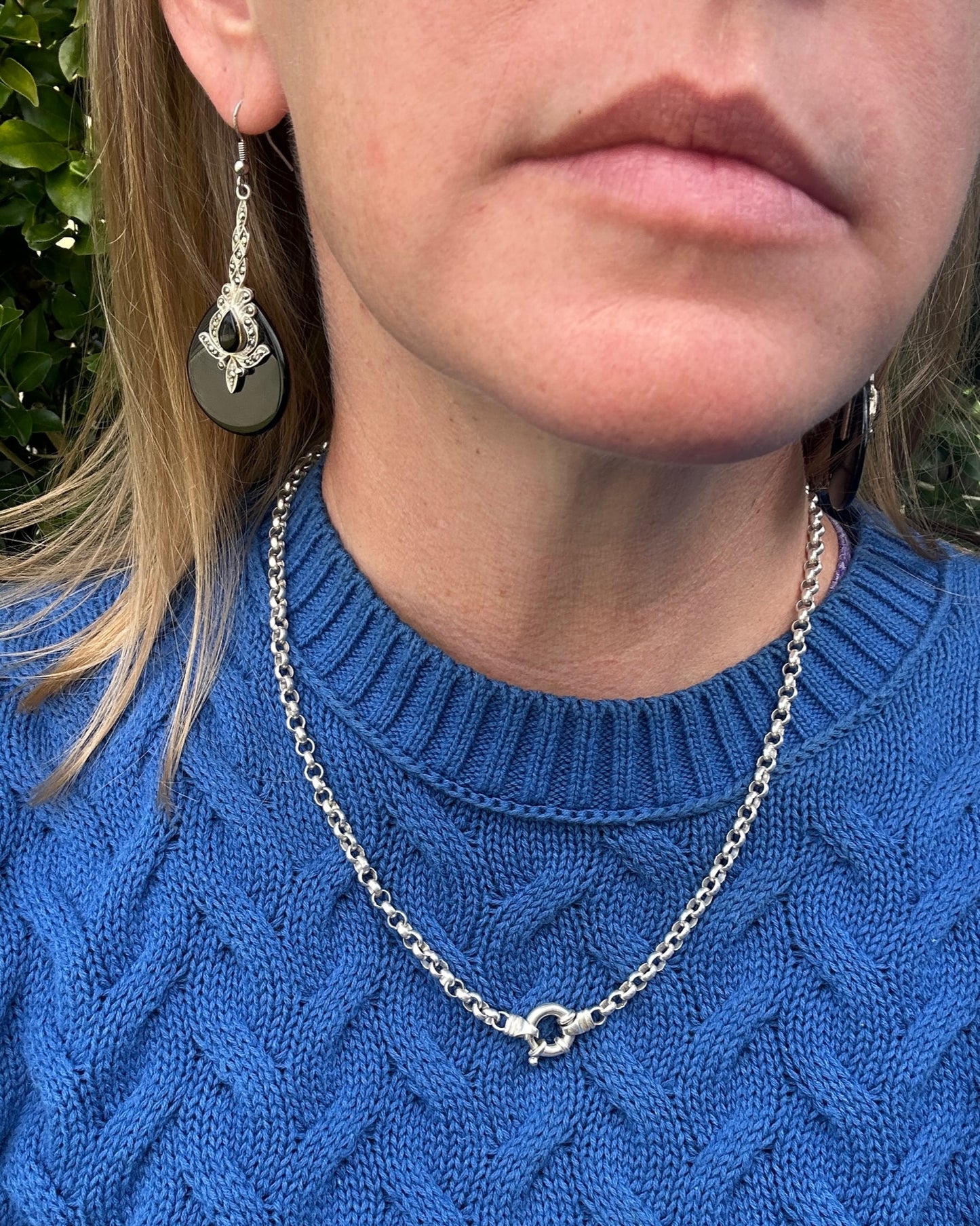 Silver Belcher Chain With Italian Bolt Claps and large finals, 21.2g, 50cm
