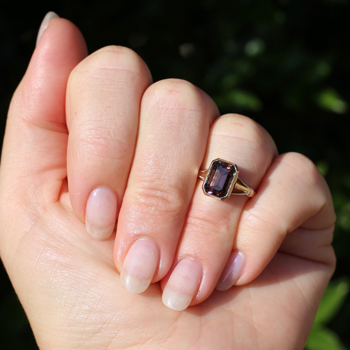 Custom Cut 4.36ct Octagonal Brown Zircon, Bezel Set, 9ct Yellow Gold, size L1/2 or 6