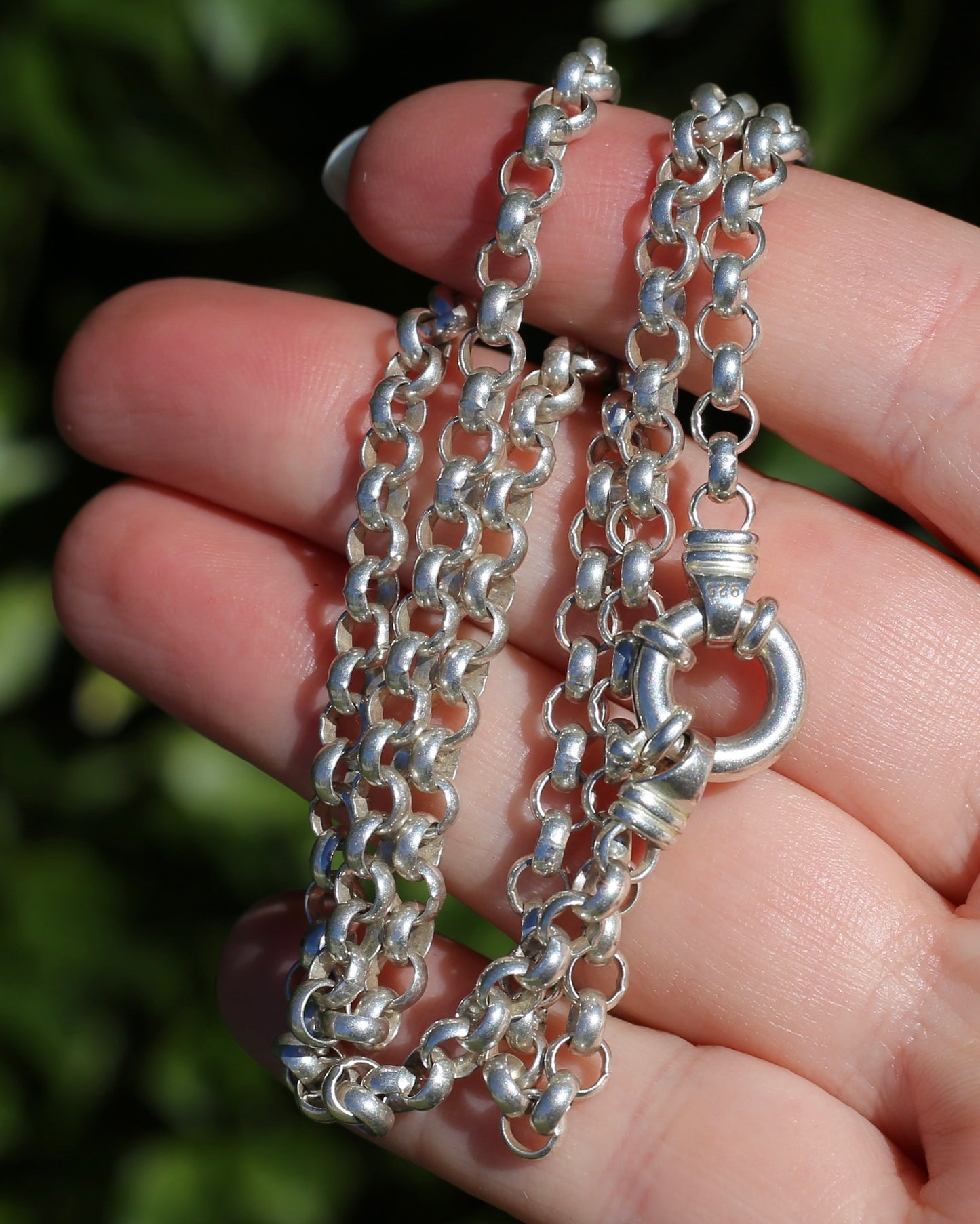 Silver Belcher Chain With Italian Bolt Claps and large finals, 21.2g, 50cm
