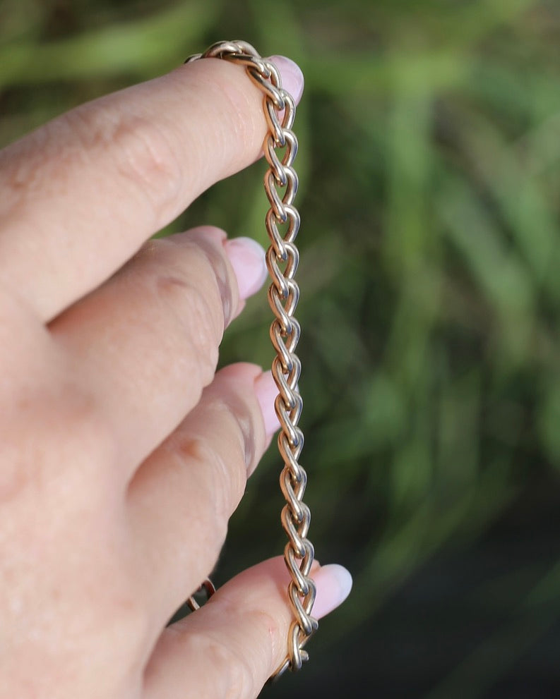 Vintage Australian Rodd and Co. Curb Bracelet with Safety Chain, 15.3g, 18.5cm or 7.25 inches