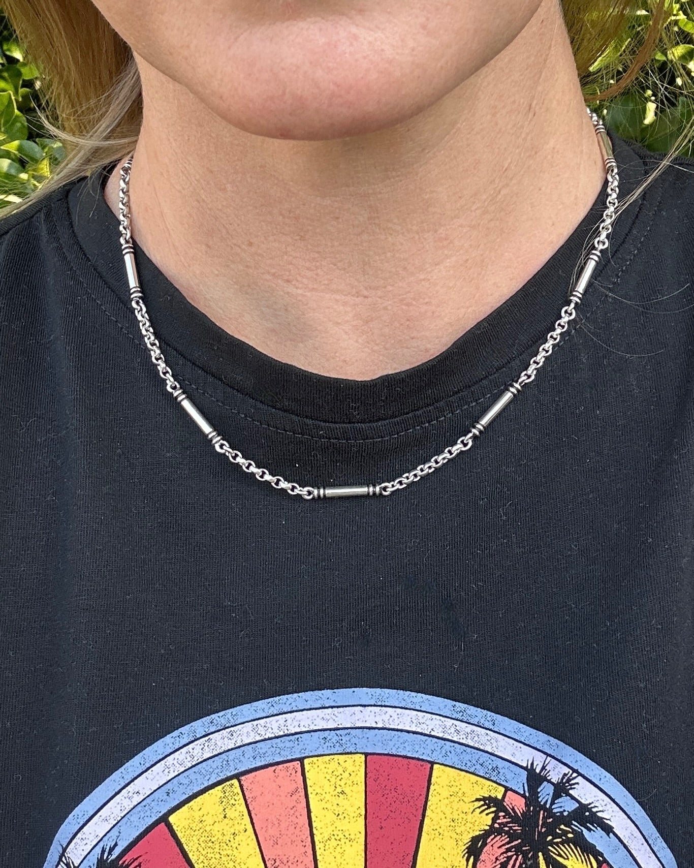 Vintage Australian Silversmith Don Bannister Bar and Cable Chain Necklace, 19.4g