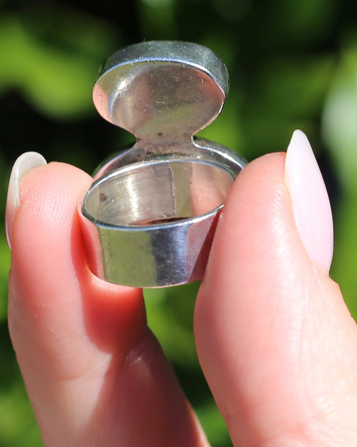 Vintage Green Turquoise and Moonstone Ring, Sterling Silver, size M or 6.25