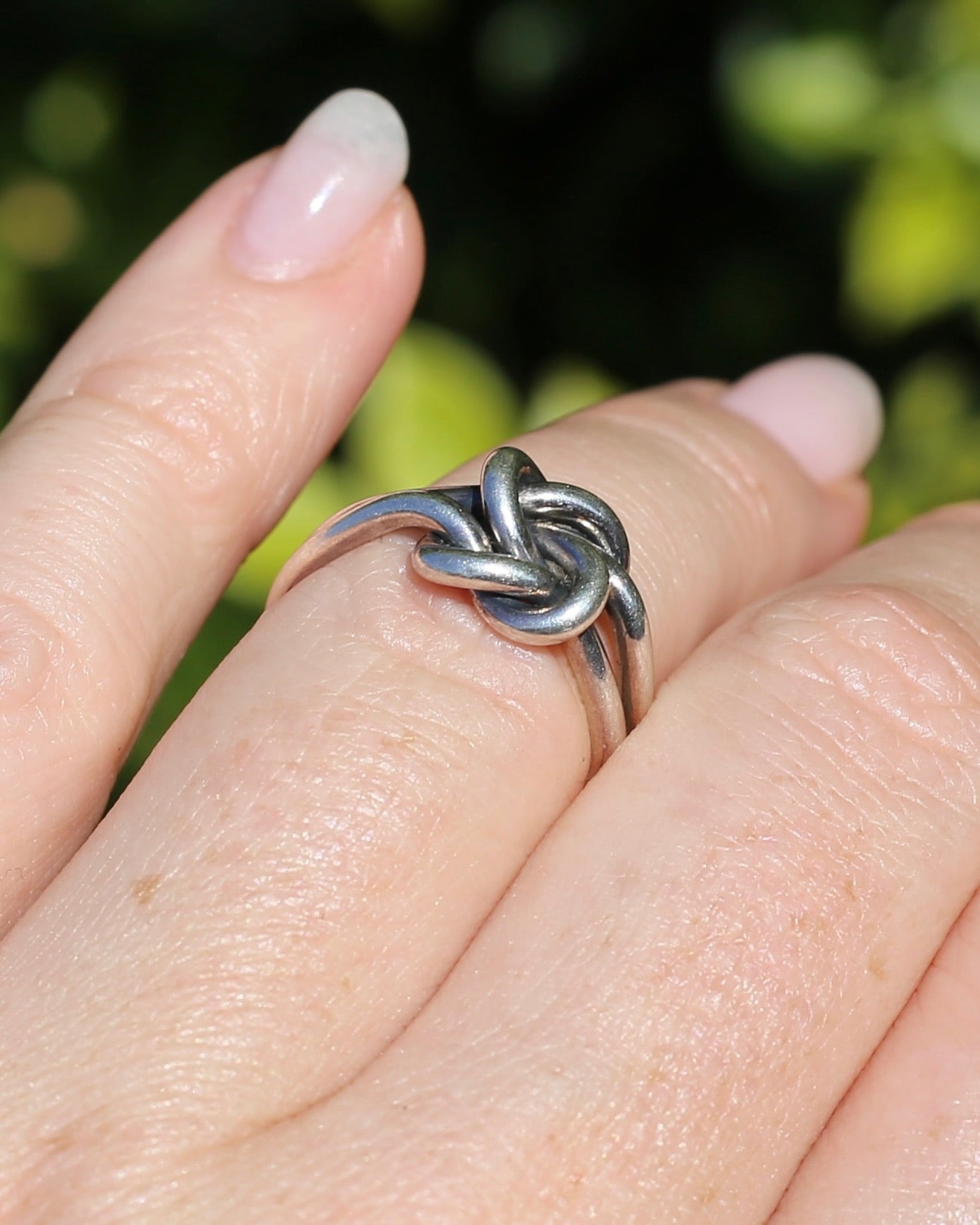 Vintage Silver Double Love Knot Ring, size 6.25 or M, 4.9g