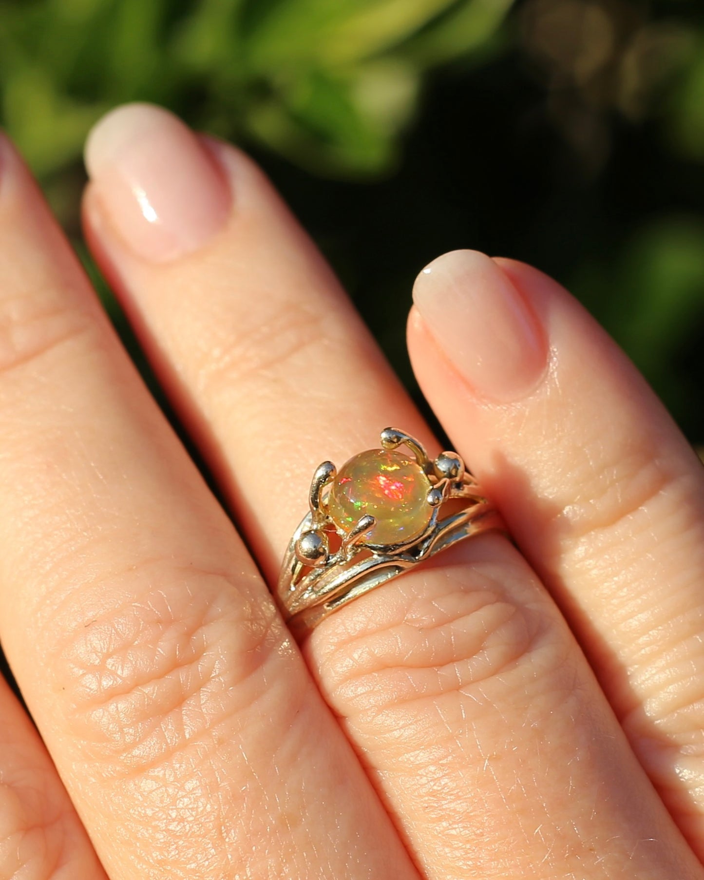 Mexican Opal Cabochon Ring, 14ct Yellow Gold, size 6 or L1/2