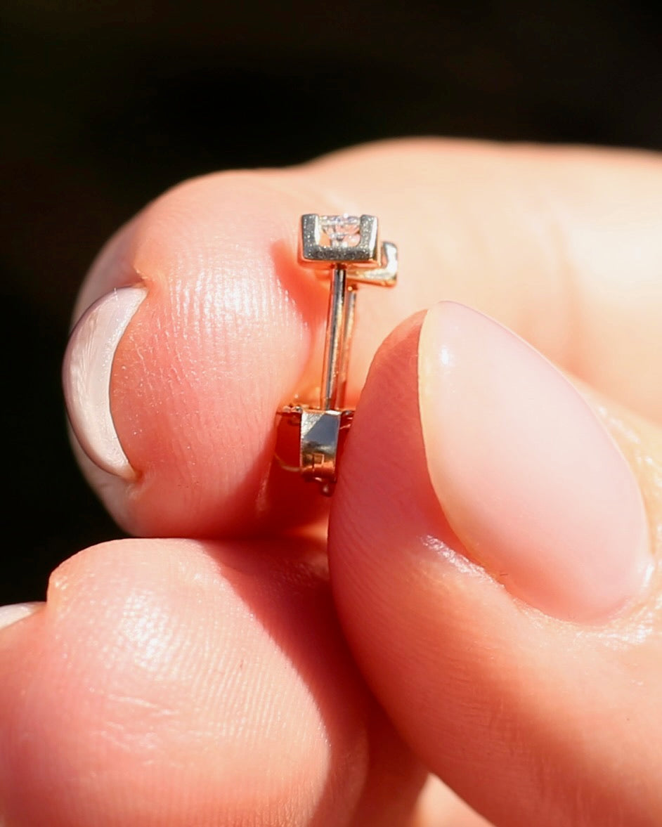 0.1ct Natural Diamond Semi Bezel Studs, 10ct Yellow Gold, 0.6g