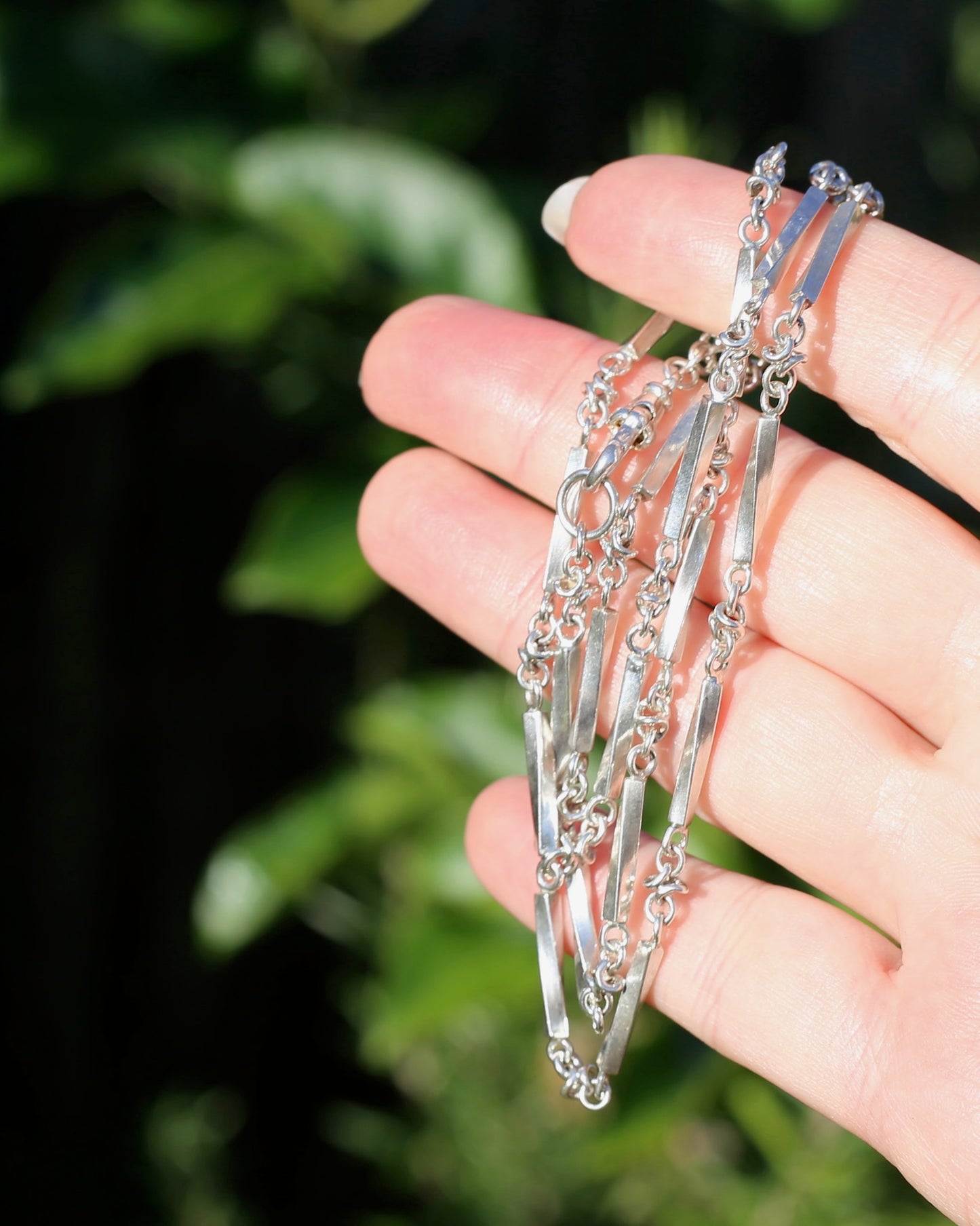 Vintage Silver Fancy Link Chain with Albert Clasp, 59cm or 23 inches, 21.6g