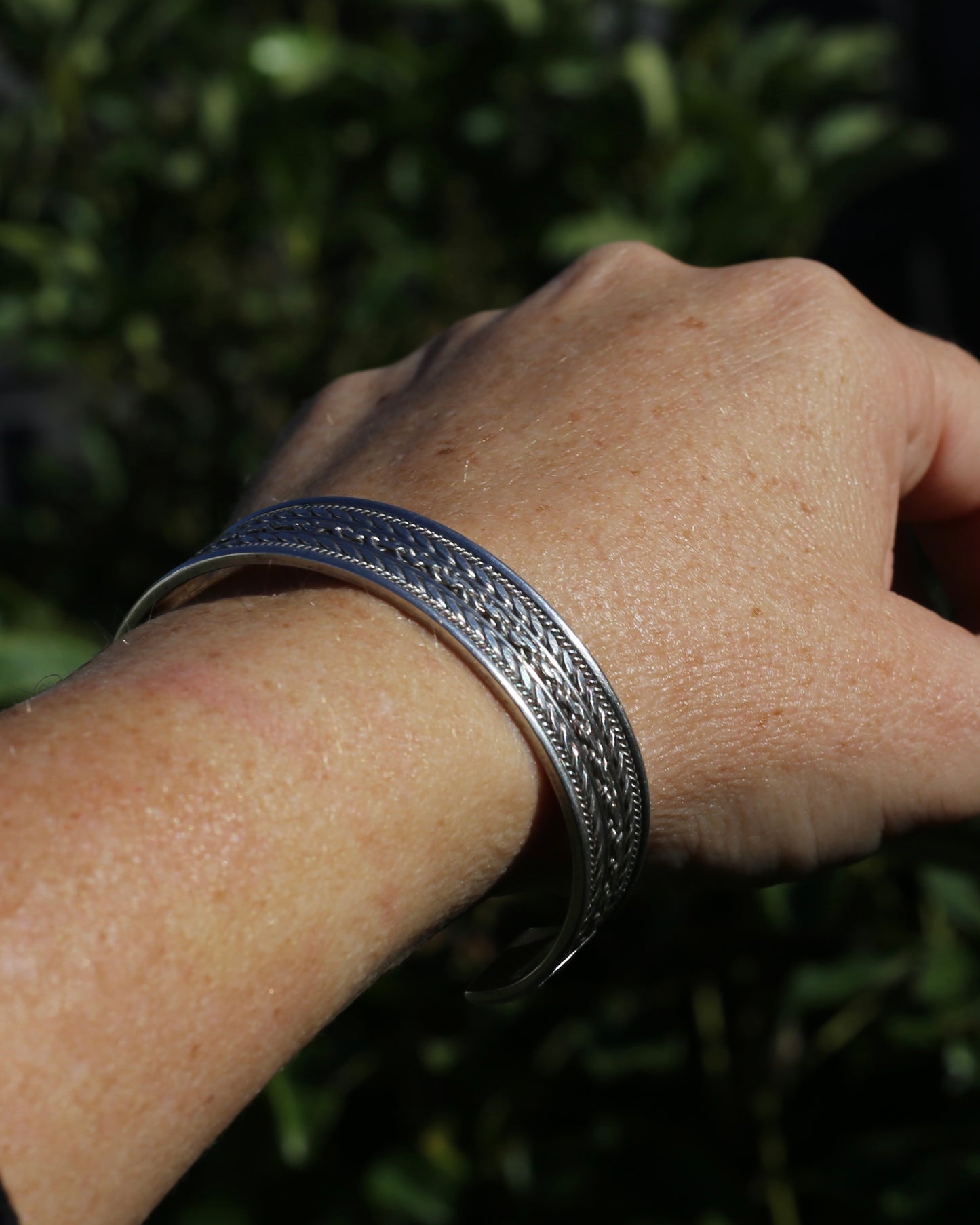 Gorgeous Twisted Rope Sectioned Cuff Bangle, Sterling Silver, sizeable, 31.25g