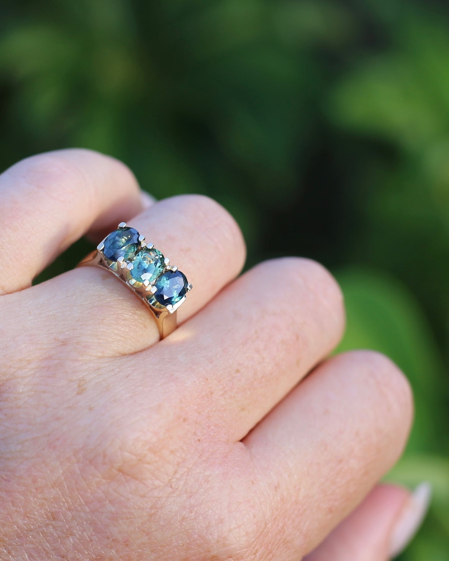 Circa 1980s 2.5ct Parti Trilogy, 9ct Yellow Gold, size P or 7.75, with valuation