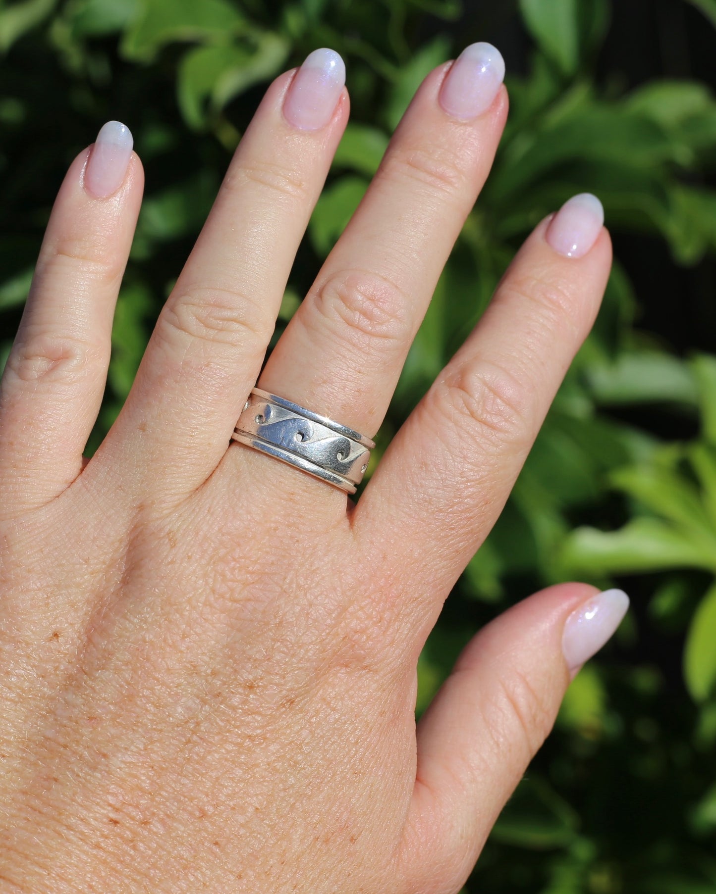 Chunky Sterling Silver Wave Ring, size U or 10 (fits more like an S1/2 or T)