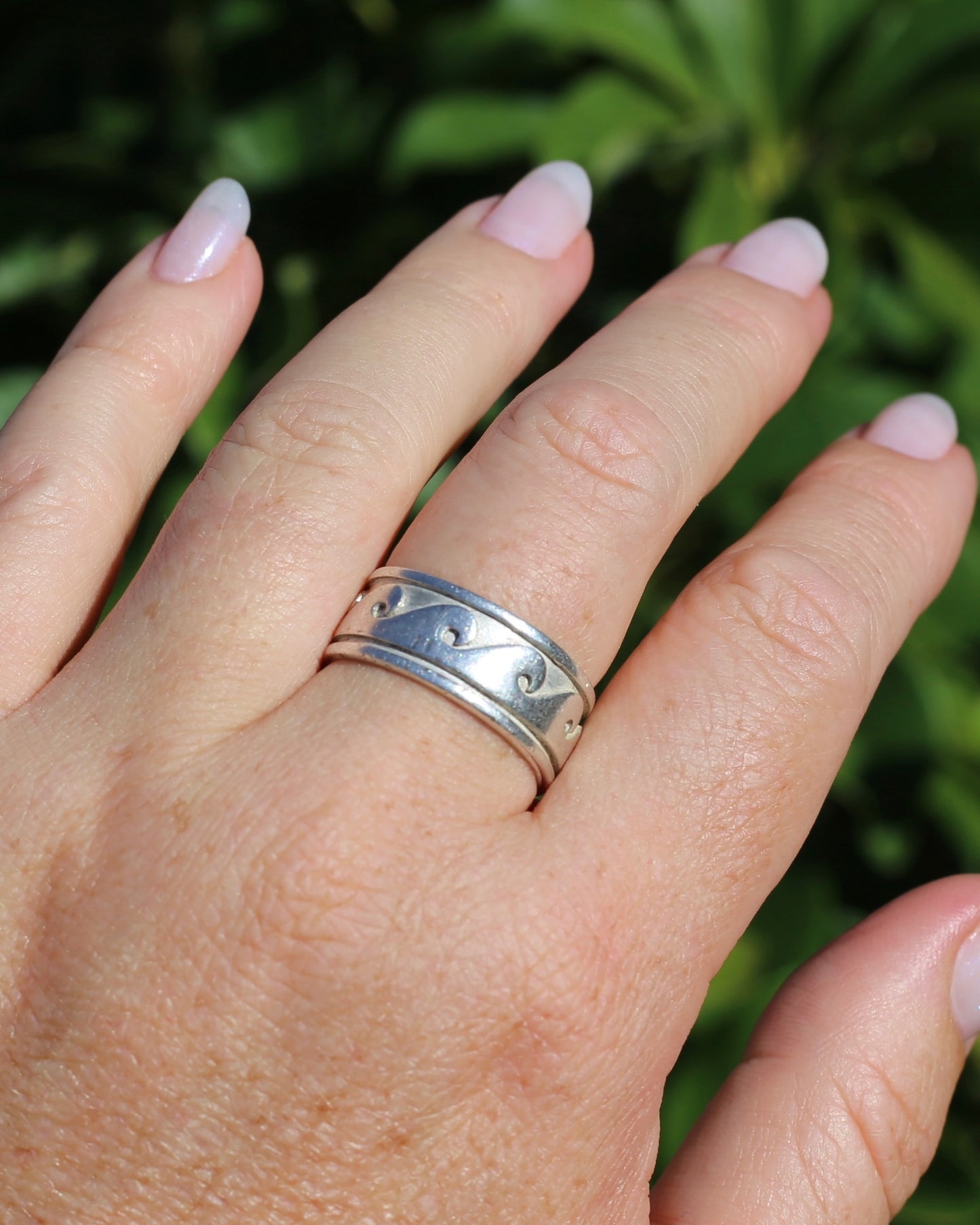 Chunky Sterling Silver Wave Ring, size U or 10 (fits more like an S1/2 or T)