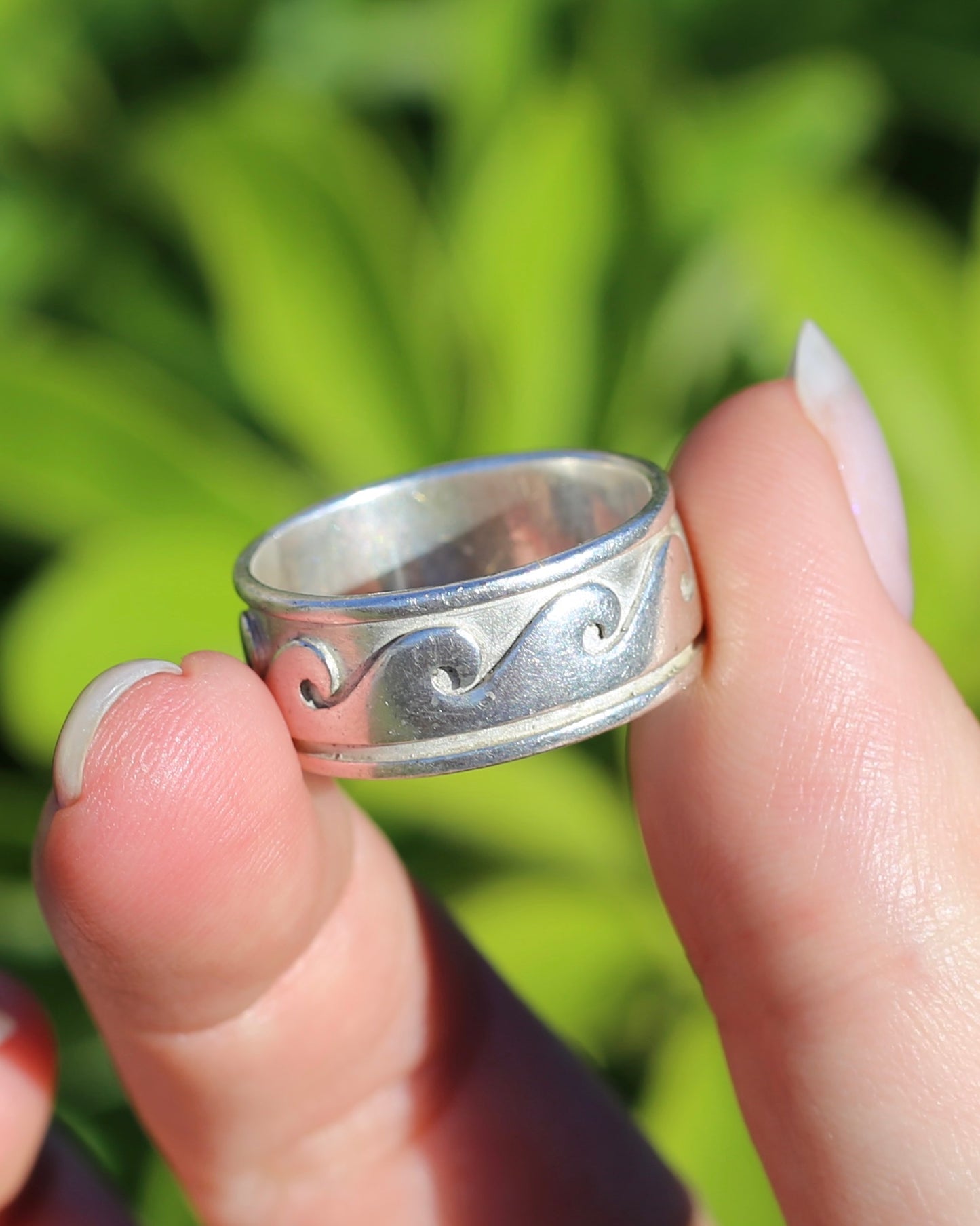 Chunky Sterling Silver Wave Ring, size U or 10 (fits more like an S1/2 or T)
