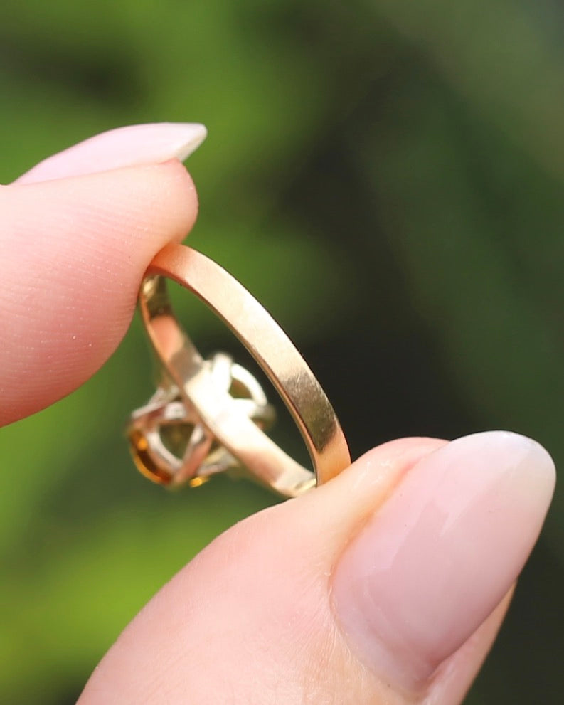 Vintage Yellow Sapphire Ring, 9ct Yellow Gold, size M1/2 or 6.5, 2.68g