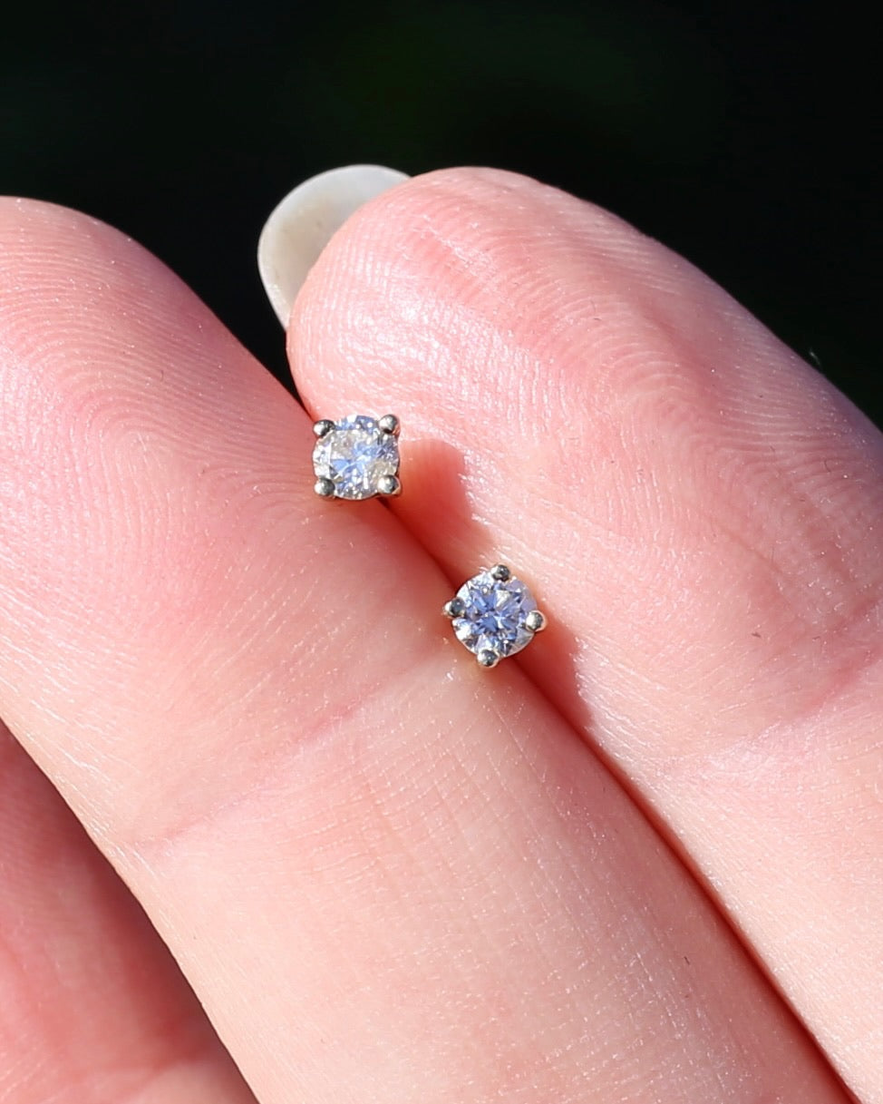 0.24ct TDW Diamond Studs, 9ct Yellow Gold Screw Post Studs, 4 Claw Gold, 9ct Yellow Gold