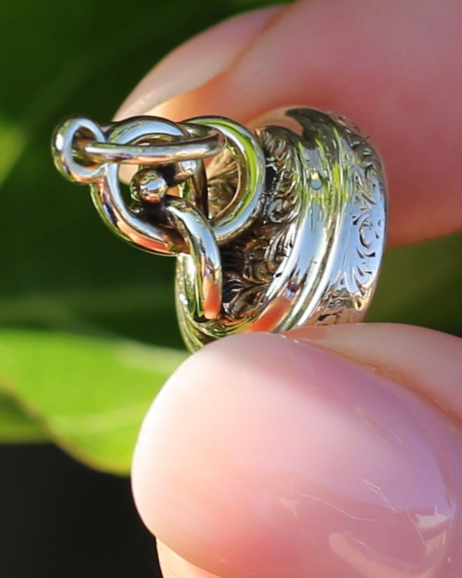 Antique Intaglio Initial Fob, 9ct Yellow Gold, PJJ JJP, 3.19g