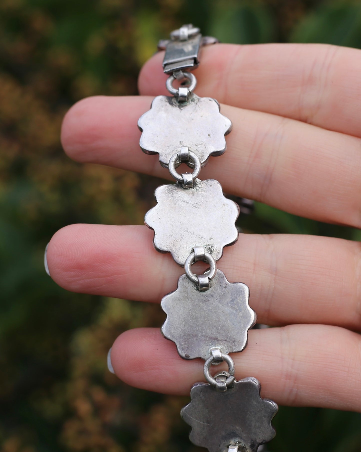 Chunky Vintage Mexican Silver Daisy/ Sunflower Necklace, Sterling Silver, 44cm or 17.25 inches, 98.52g