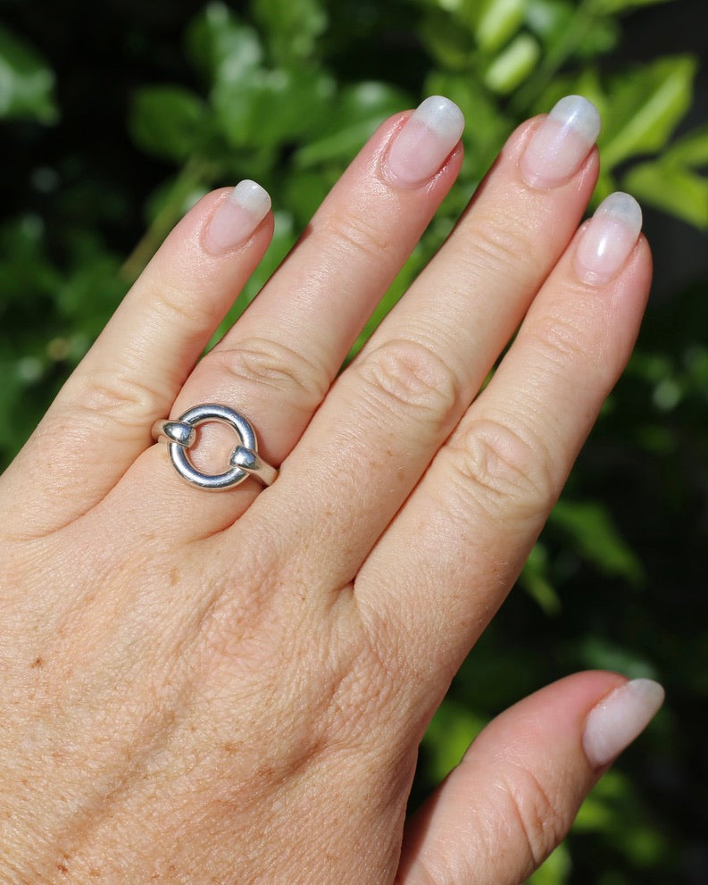 Silver Entwined Loop Ring, Sterling Silver, size N or 6.75