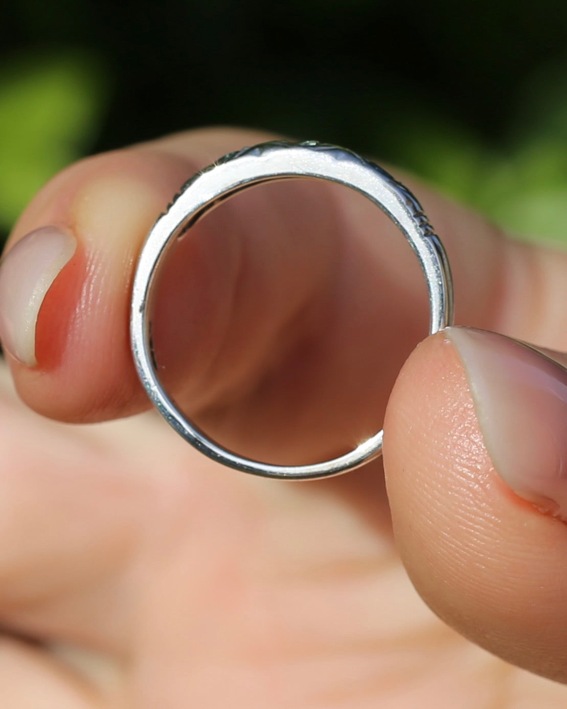 ON HOLD Australian Parti Sapphire Trilogy, 9ct White Gold Band, size N1/2 or just under 7, 2.67g