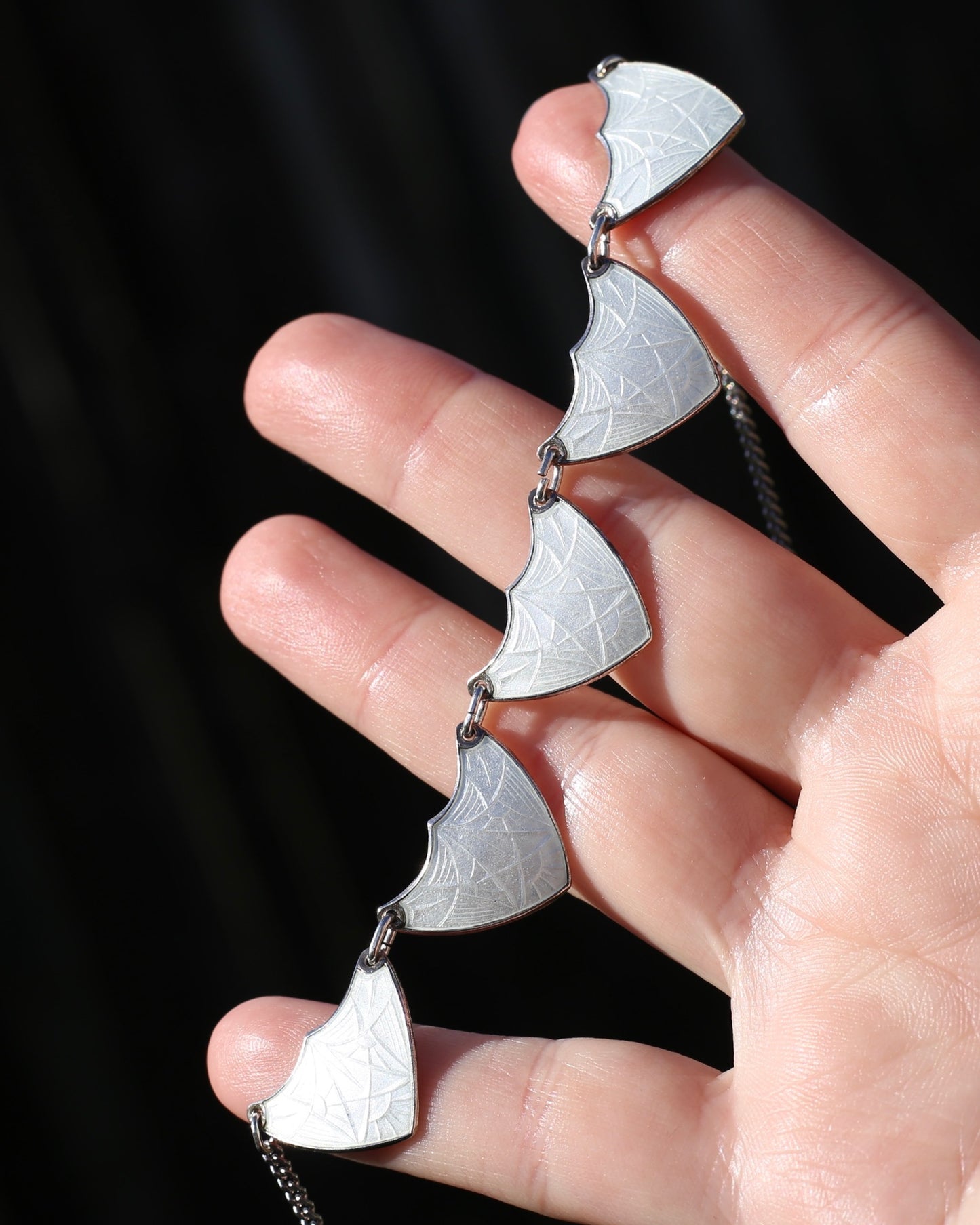 Vintage Norwegian Enamel and Silver Necklace, 45.5cm