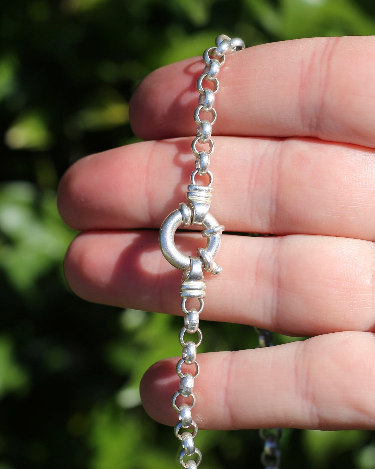 Silver Belcher Chain With Italian Bolt Claps and large finals, 21.2g, 50cm