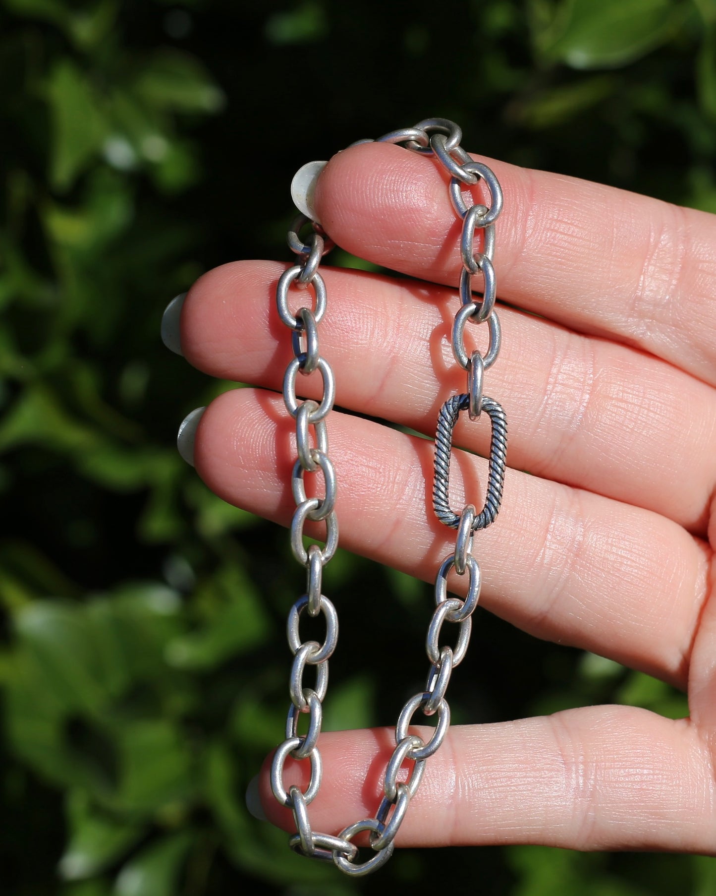 Oval Cable Link Bracelet, Sterling Silver, 12.6g