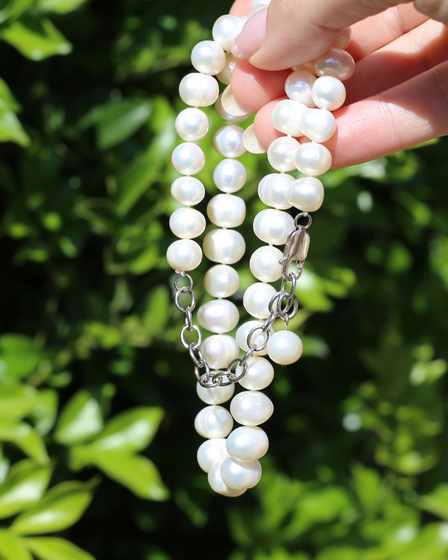 Freshwater Pearl and Silver Necklace, 44-50cm variable length, 57.5g