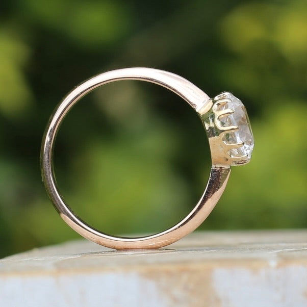 Vintage White Spinel Ring in Fabulous 14 Claw Setting, 9ct Old Rosey Gold, size 8.75 or just over R