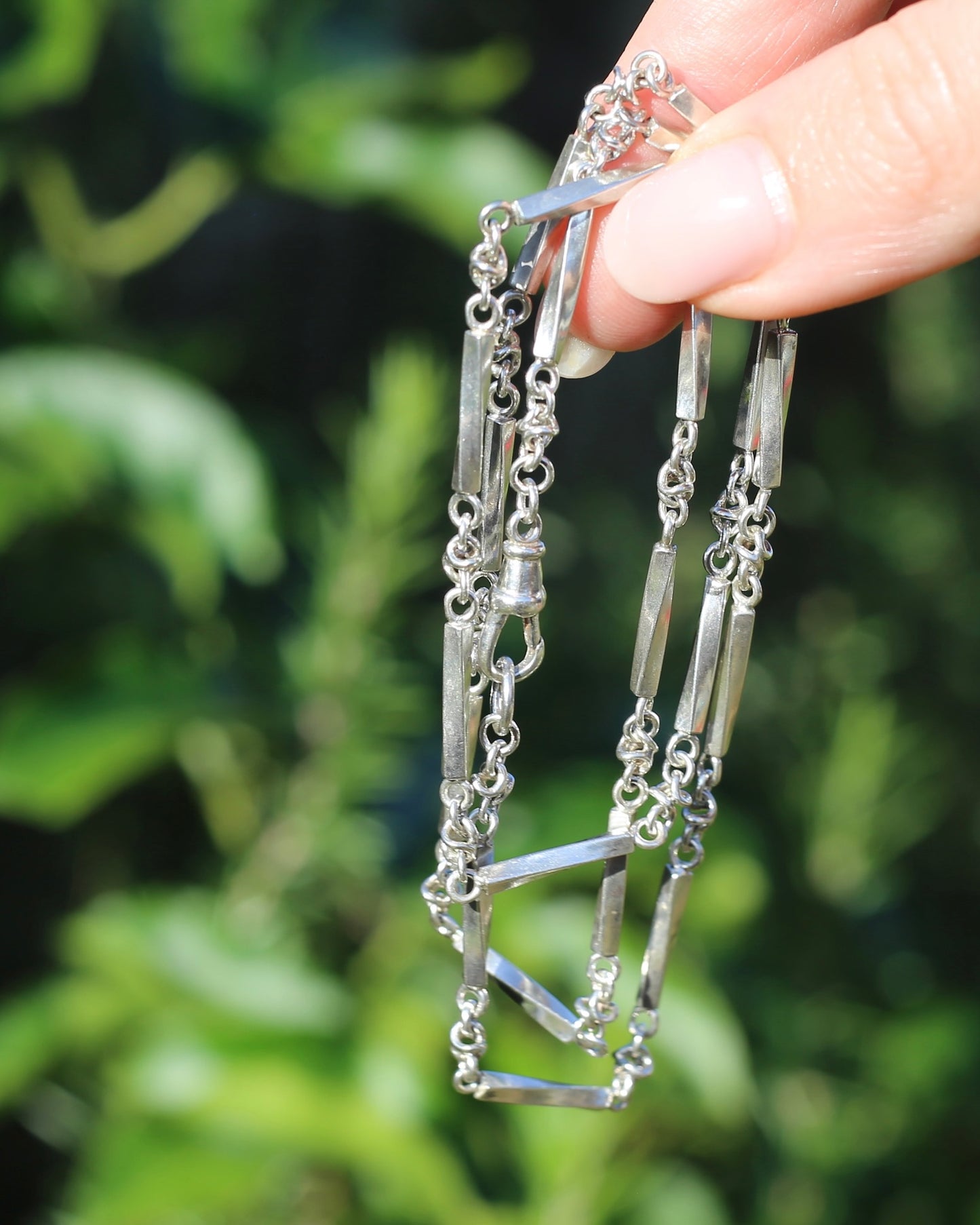 Vintage Silver Fancy Link Chain with Albert Clasp, 59cm or 23 inches, 21.6g
