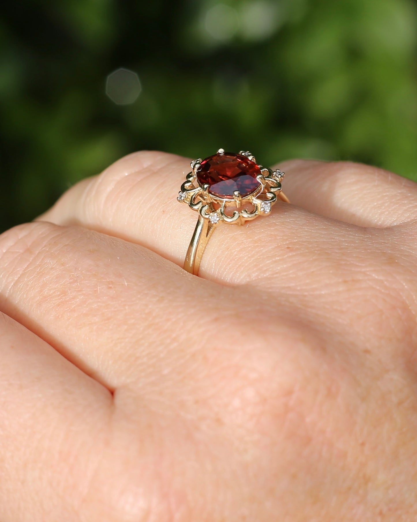 Vintage 3.48ct Natural Zircon and Diamond Ring, 9ct Yellow Gold , size O or 7.25 with valuation