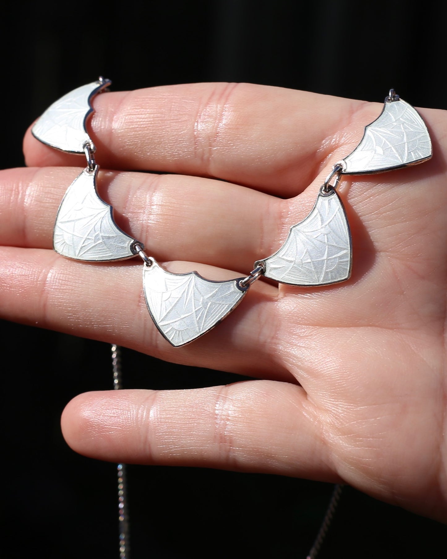 Vintage Norwegian Enamel and Silver Necklace, 45.5cm