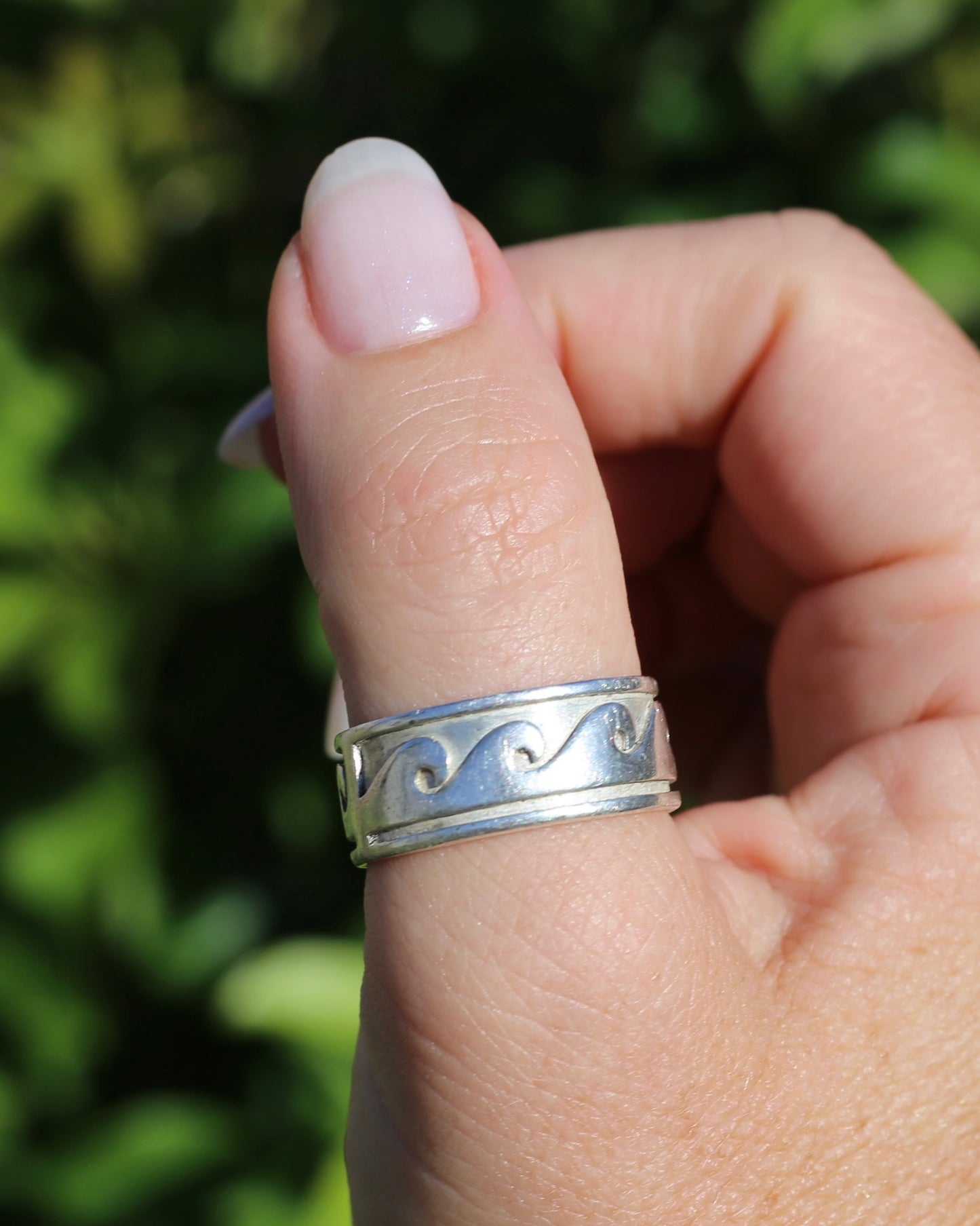 Chunky Sterling Silver Wave Ring, size U or 10 (fits more like an S1/2 or T)