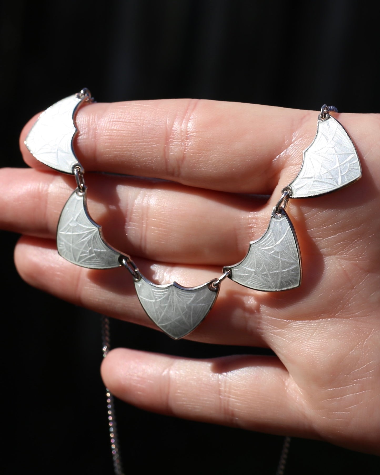 Vintage Norwegian Enamel and Silver Necklace, 45.5cm