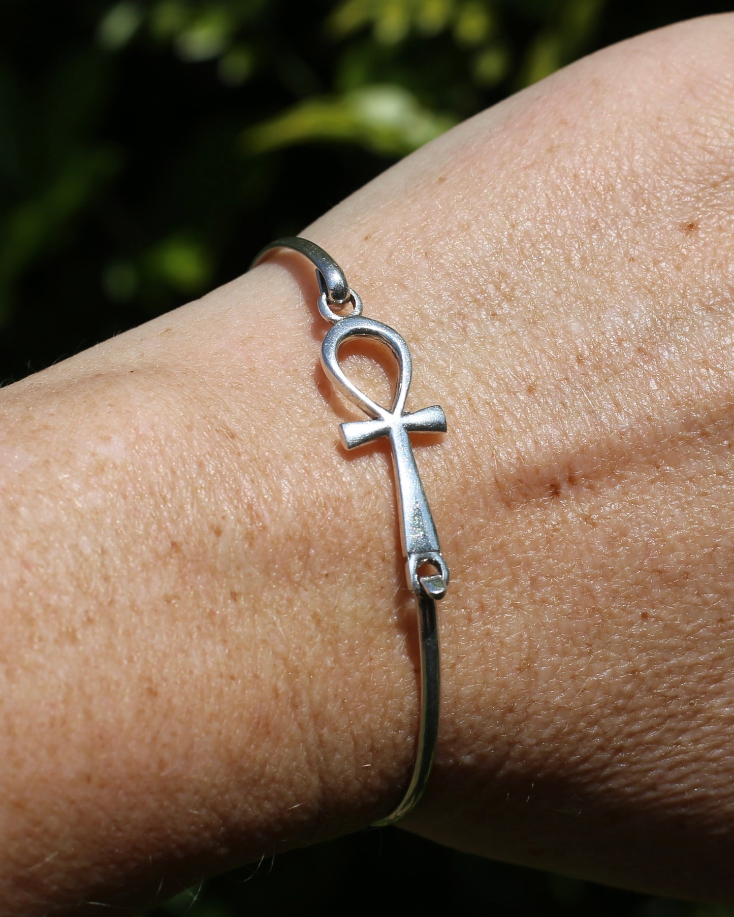 Egyptian Ankh - Key of Life - Silver Bangle, 5.1g