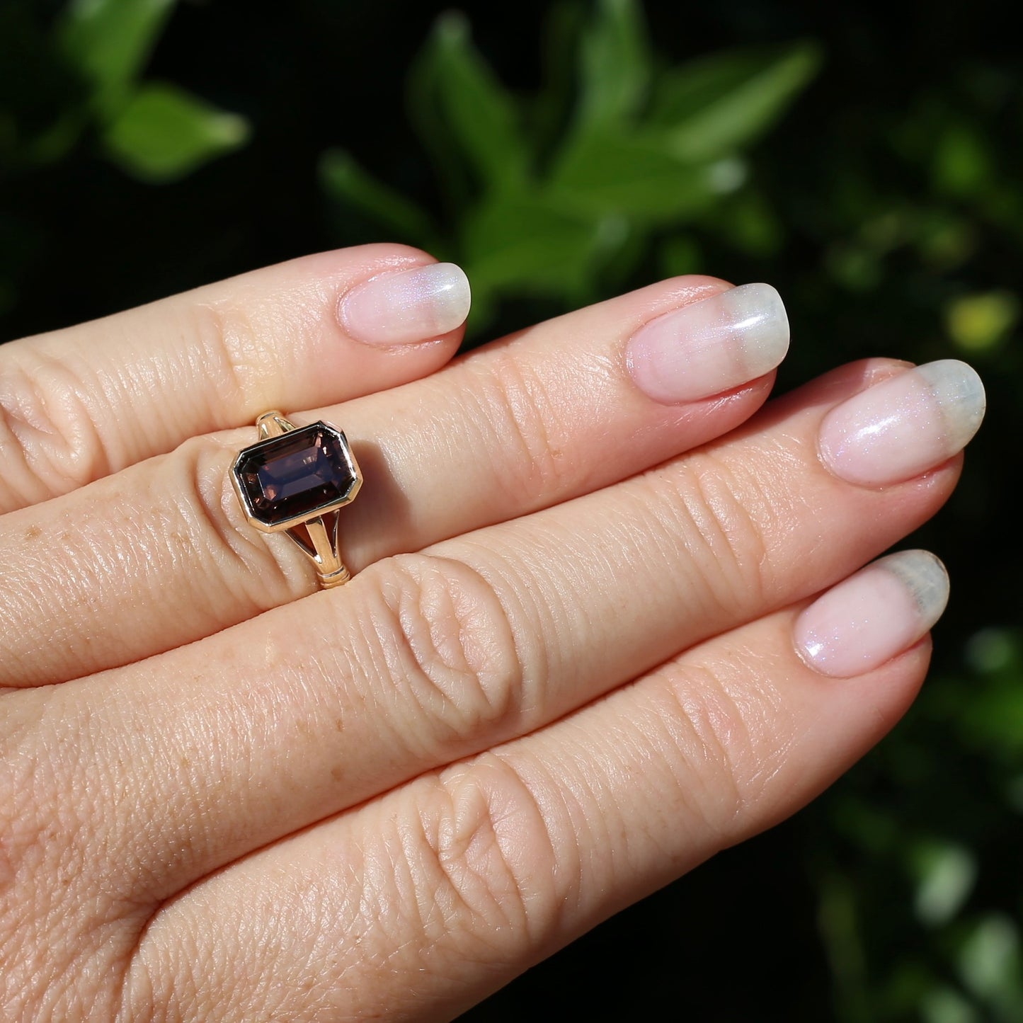 Custom Cut 4.36ct Octagonal Brown Zircon, Bezel Set, 9ct Yellow Gold, size L1/2 or 6